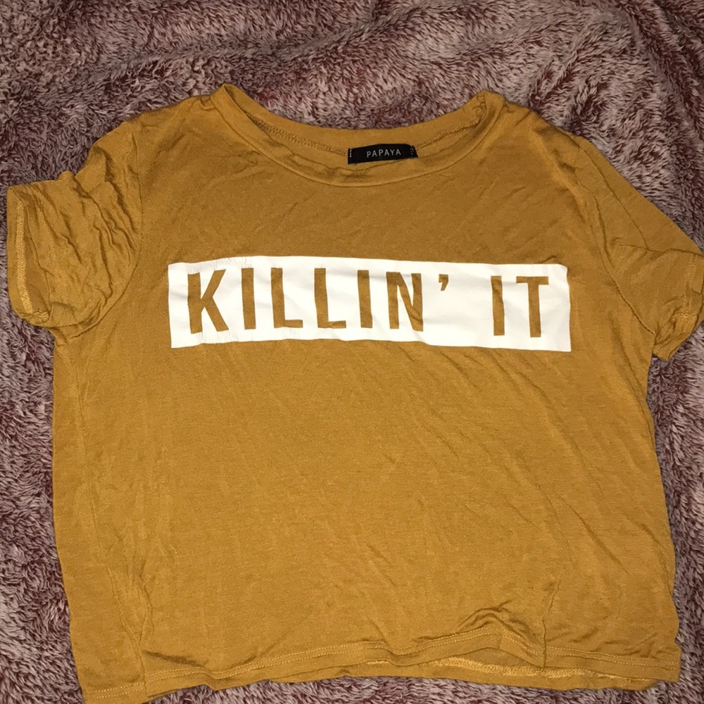 mustard cropped shirt